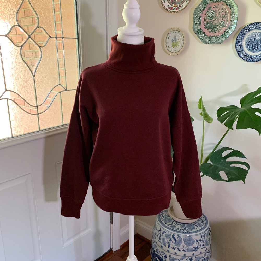 Vintage 90s Nine West Turtleneck Sweatshirt Burgundy Maroon S